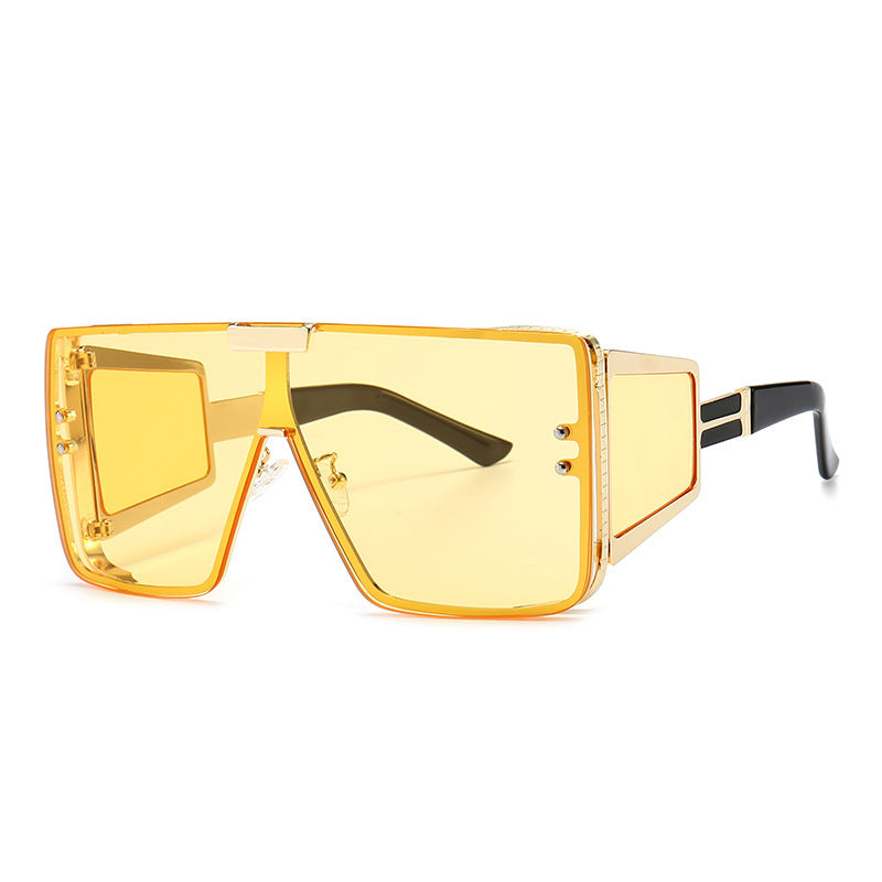 Flat-Top Retro Oversized Frame Sunglasses Wide-Leg Sunglasses Men's flat-top retro oversized frame sunglasses wide-leg sunglasses