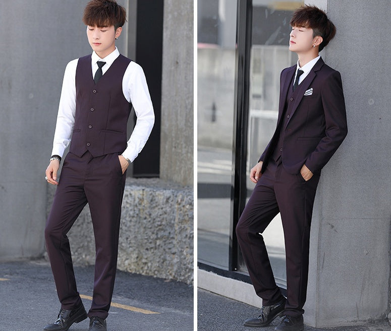 Men'S Three-Piece Korean Style Self-Cultivation Groomsmen Suits Men'S Suits