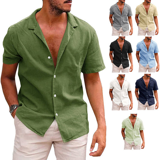 Men's Tops Casual Button Down Shirt Short Sleeve Beach Shirt Summer Mens Clothing